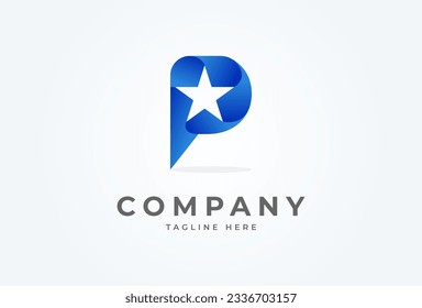 Logo De La Letra Inicial P. letra P con estrella dentro. Usable para Logos de empresas y negocios, ilustración vectorial