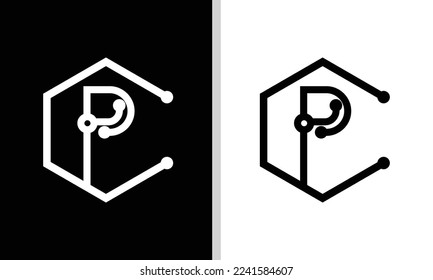 Plantilla del logotipo P de la letra inicial. adecuado para negocios, identidad de marca, internet, tienda online, etiqueta o embalaje.
