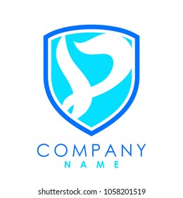 Initial letter P logo template colored shield design for business and company identity