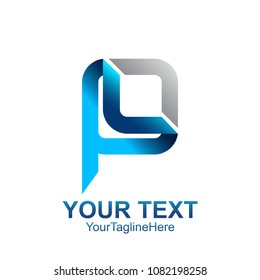Initial letter P logo template colored silver blue design for business and company identity