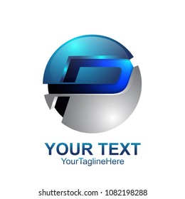 Initial letter P logo template colored blue silver circle sphere design for business and company identity