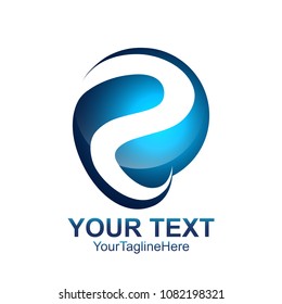 Initial letter P logo template colored blue circle sphere design for business and company identity