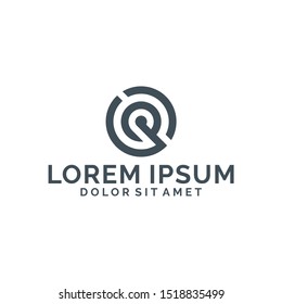 Initial letter P logo template with circle line art symbol in flat design monogram illustration