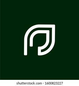 Initial letter P logo template with leaf line art illustration in flat design monogram symbol
