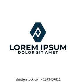 Initial letter P logo template with geometric diamond shape illustration in flat design monogram symbol