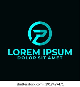 Initial letter P logo template with sporty geometric circle line art illustration in flat design monogram symbol