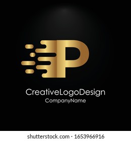 Initial letter P logo vector design template, letter Design Vector with Golden Colors