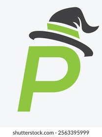 Initial Letter P Magic Hat Logo Design Concept For Magic Fantasy Symbol