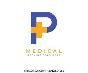 plantilla de logotipo médico de la carta inicial P