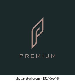 Initial letter P minimalist style logo design vector