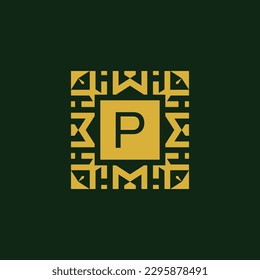 Initial letter P modern star tech pattern logo
