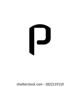 Initial Letter P Modern Style mit schwarz-weißer Farbe.
