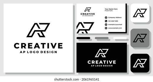 Initial Letter A P Monogram Triangle Icon Modern logo design inspiration with Layout Template Business Card