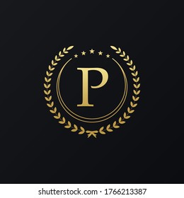 initial letter P moonlight icon design logo template