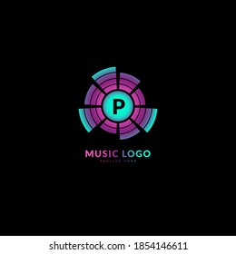 Initial letter P. Music wave logotype. Elegant music sound logo fit for business and music event. Vector logo design.