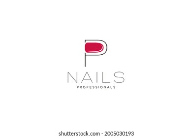 initial letter P with Nails logo. Vector icon business sign template for beauty industry, nail salon, manicure, boutique, cosmetic procedures.
