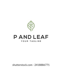 Initial Letter P Nature Green Leaf  Logo Design Vector Illustration