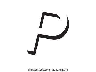 Initial letter P negative space 3d type black and white design