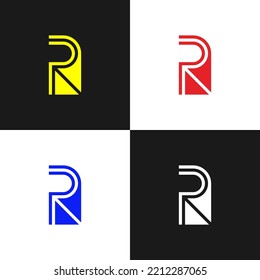 initial letter P and negative space R logo design vector. Abstract PR logo design