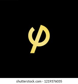 Initial letter P OP PO minimalist art logo, gold color on black background.