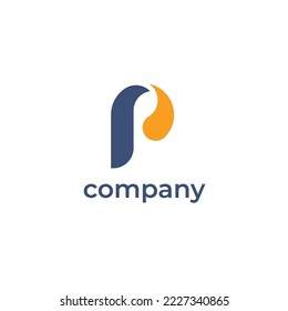 Letra inicial Logotipo naranja P. Elementos de plantilla de diseño de logotipos de vectores planos