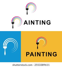 initial letter P paint brush logo, painting service logo
