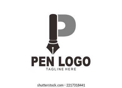 initial Letter P pen logo