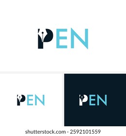 Initial Letter P with Pen Writer Logo Design Vector