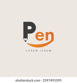 Initial Letter P with Pen Writer Logo Design Vector