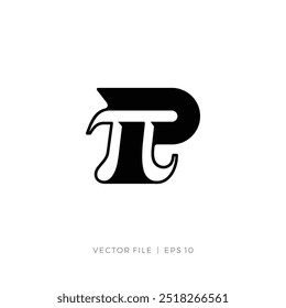 initial letter P Pi greek math symbol logo