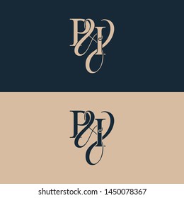 Initial letter P & I PI luxury art vector mark logo, gold color on black background.