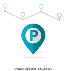 Initial Letter P With Pin Location Logo on Maps