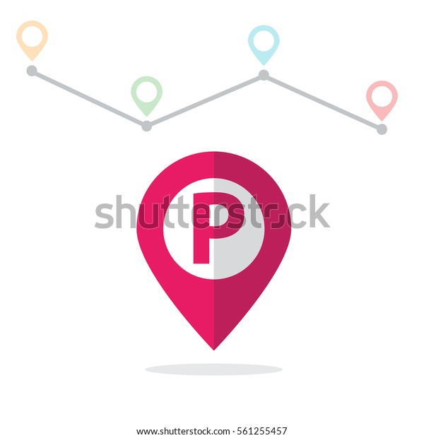 Initial Letter P\
With Pin Location Logo on\
Maps
