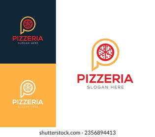 Initial letter P with pizza logo design vector illustration inspiration