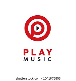 Initial Letter P Play Music Video, Media Player app button icon logo design inspiration
