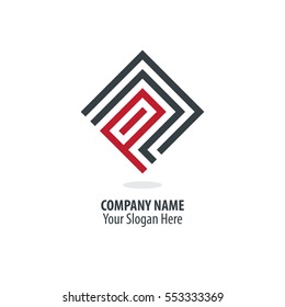Initial Letter P PN Maze Concept Design Logo