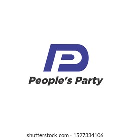Initial letter p or pp logo template colored blue vector