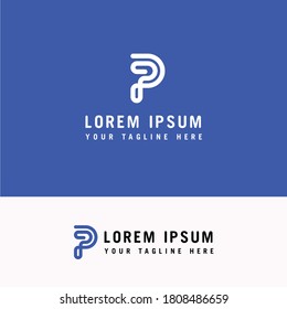 Initial letter P PP minimalist art logo, gold color on black background
