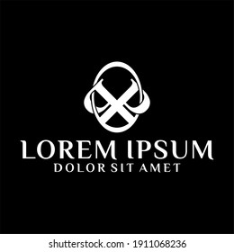 Initial letter P, pq or qp logo template with sacred geometric serif font illustration in flat design monogram symbol