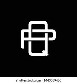 Initial letter P and Q, PQ, QP, overlapping interlock monogram logo, white color on black background