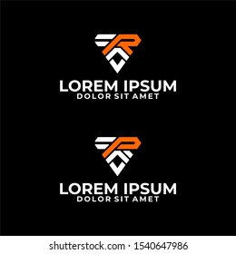 Initial letter P and R logo template set with modern sporty triangle symbol in flat design monogram illustration