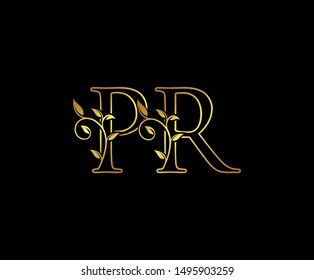 Initial letter P and R, PR, Gold Logo Icon, classy gold letter monogram logo icon suitable for boutique,restaurant, wedding service, hotel or business identity.