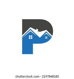 Initial Letter P Real Estate Logo With Building Roof  For Investment and Corporate Business Template