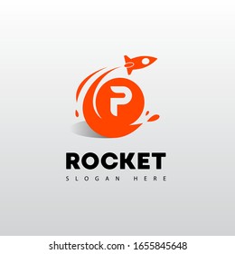 Initial letter P rocket logo design