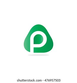 Initial Letter P Rounded Triangle Logo Green