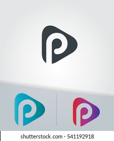 Initial Letter P Rounded Triangle Logo 