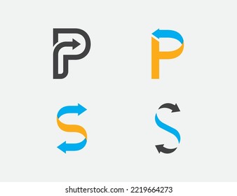 Anfangsbuchstaben P und S-Pfeil Logo Logo Logo Symbol Symbol Symbol Element Design. Finanz-, Geschäfts-, Handels-, Beratungs-Logo. Vektorgrafik