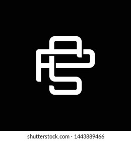 Initial letter P and S, PS, SP, overlapping interlock monogram logo, white color on black background