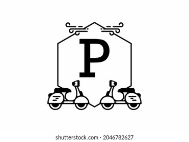 Initial letter P in scooter frame design