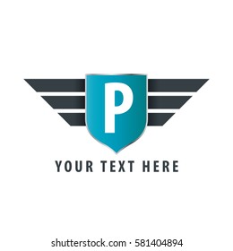 Initial Letter P Shield Icon Design Logo Template